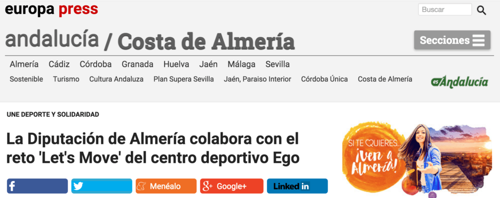 La Diputación de Almería colabora con el reto Let s Move del centro deportivo Ego